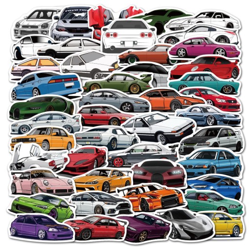 Nálepky na auto Sada 50 ks športových áut