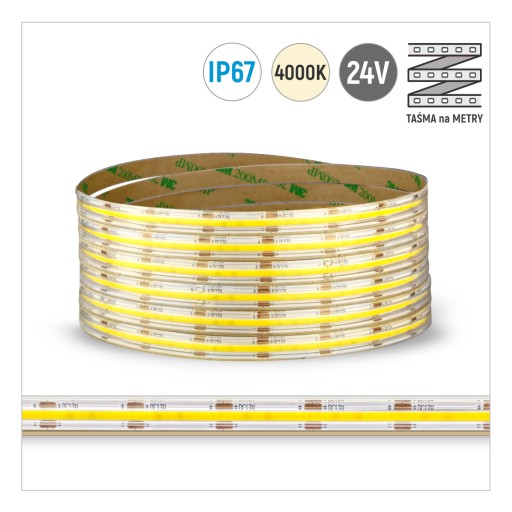 COB STRIP 480LED/M IP67 4000K NEUTRÁLNY 9W/m 24V/DC NEPRETRVALÉ SVETLO / 1 METER