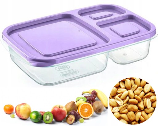 NÁDOBA NA POTRAVINY DELITEĽNÁ NA 3 ČASTI OBEDÁK 1,15L BPA FREE FARBY