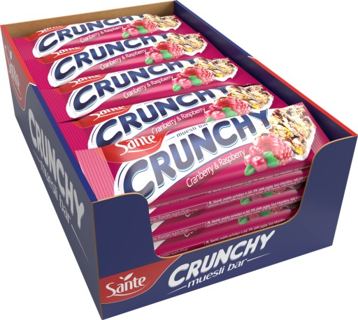 Sante Crunchy cereálna tyčinka brusnica malina 40 g x 10 KS