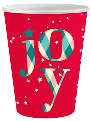 Joy červené papierové poháre na teplé a studené nápoje 250 ml 6 ks.