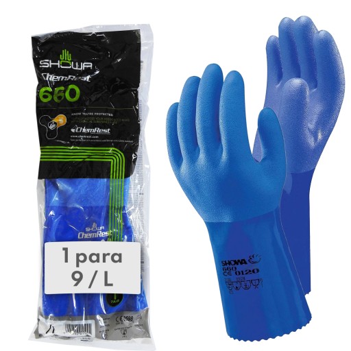 Pracovné rukavice Showa Chemicky odolné, 1 pár, veľkosť 9 L