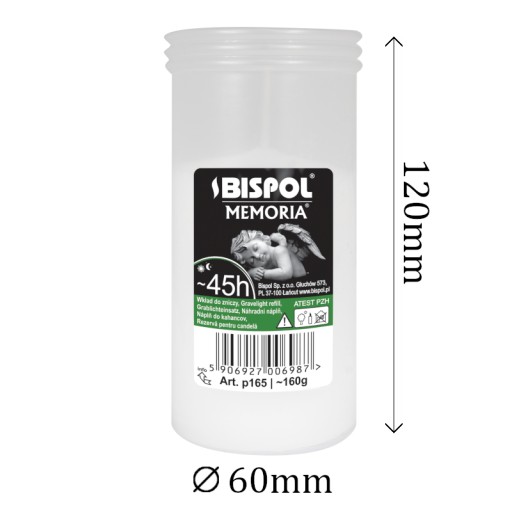Vložka do sviečky parafínová BISPOL P165 45h 1 ks