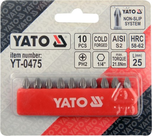 NÁSTROJE YATO NA SKRUTKOVAČ 10 KS. PH2X25 S2