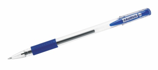Modré gélové pero TAURUS 0,5 mm gumový grip 6 ks