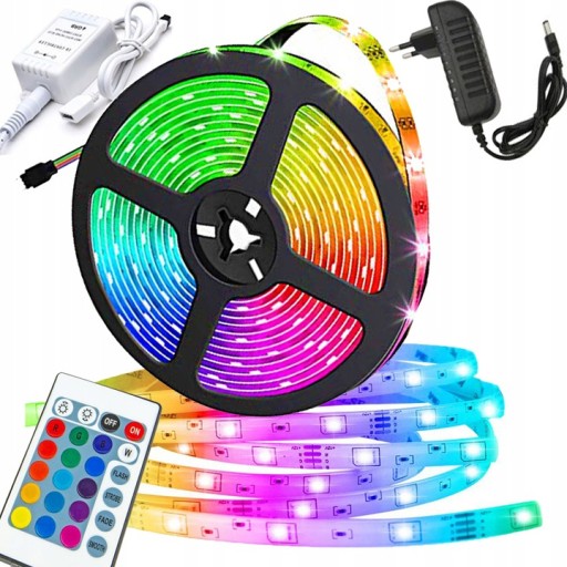 RGB LED PÁS 5m VODEODOLNÉ LED 3528 Pásik 230v 12v Farebný S DIAĽKOVÝM OVLÁDANÍM
