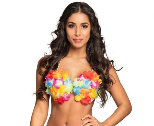 FAREBNÁ HAVAJSKÁ PODPRSENKA ALOHA PARTY kvety HAWAII outfit
