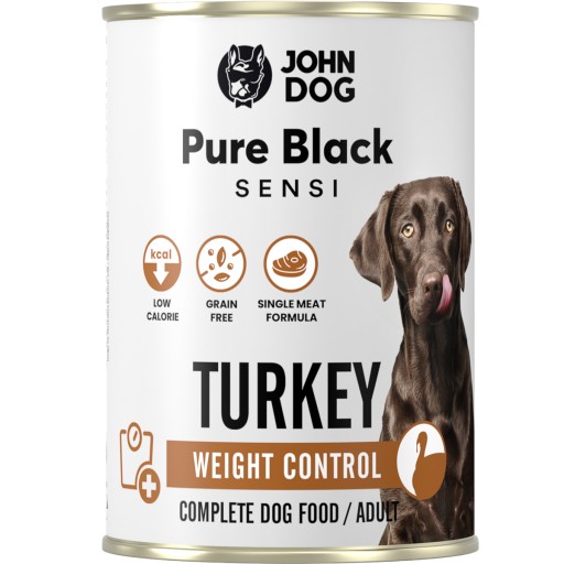 John Dog Pure Black Sensi vlhké krmivo pre psov morka na kontrolu hmotnosti 400 g