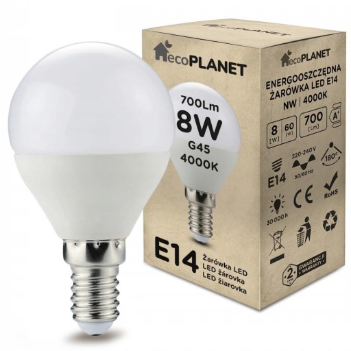 LED žiarovka E14 G45 Ball 8W Neutral 4000K