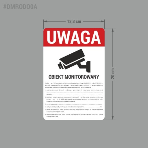 Nálepka – Monitorované zariadenie GDPR 13,3 x 20