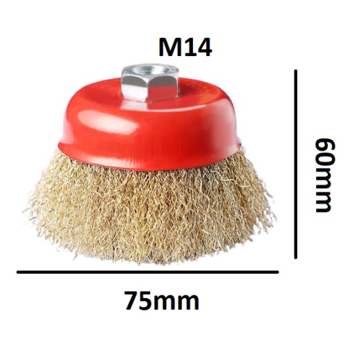 GOMBÍKOVÁ DRôTENÁ KEFA MOSADZNÝ DRÔT M14 75mm