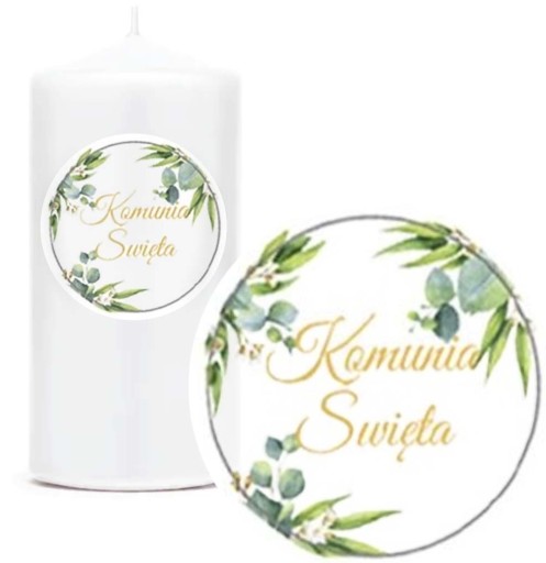 SVIEČKA Sviečka prijímaná na stôl boho listy SVÄTÉ PRIJÍMANIE 10cm