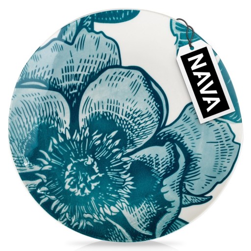 DEZERTNÝ tanier, plytký, malý na tortu, porcelánový dezert, biely, tyrkysový