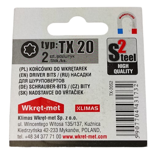 HROTY SKRUTKOVAČOV TORX-TX 20 BITOV