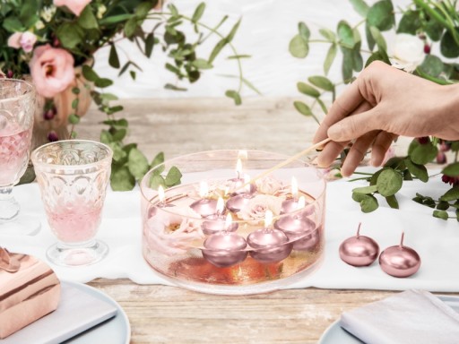 PLÁVAJÚCE SVIEČKY SVADOBNÉ SVIEČKY ROSE GOLD Ružové