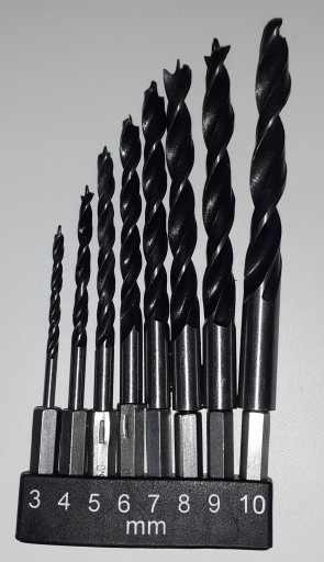 VŔTAČKY DO DREVA 8 KS. 3 - 10 mm HEX šesťuholník