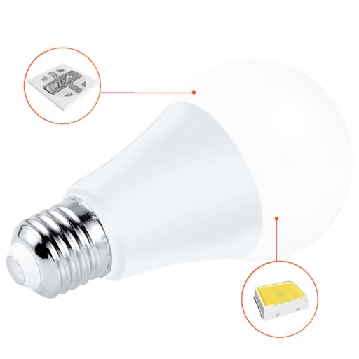 FAREBNÁ LED RGB ŽIAROVKA 12W E27 GUĽOVÁ + IR DÁLK