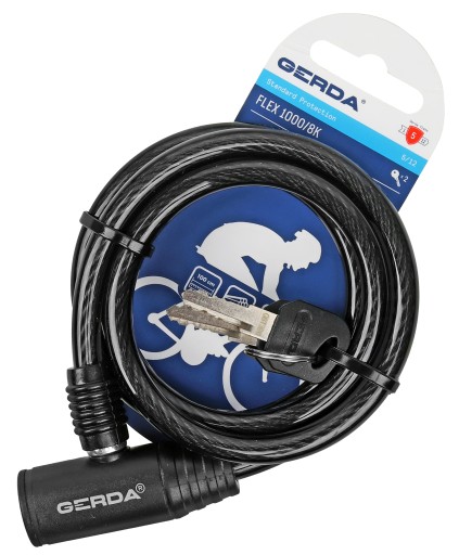 Zámok na bicykel GERDA FLEX 1000/8K, čierny