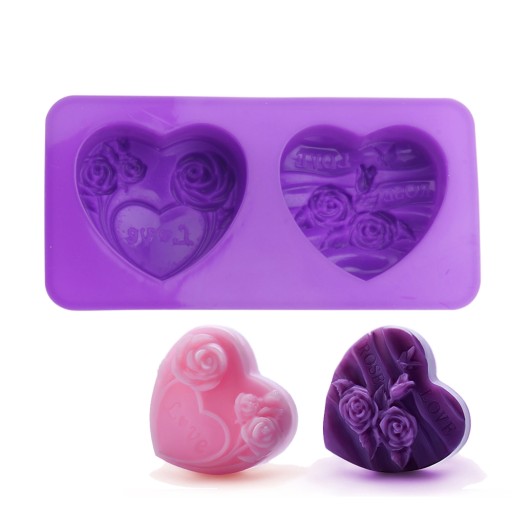 Silikónová forma 2x Forma na mydlo Hearts Rose Love MF-064