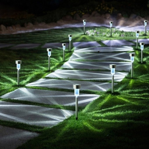 Záhradné svietidlo SOLAR inox, vstavaná STUDENÁ LED