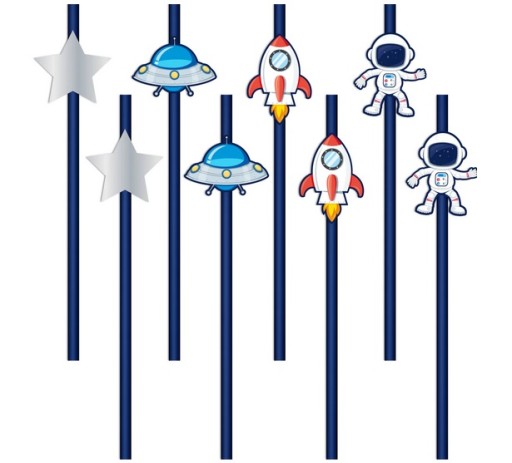 Slamky na pitie Space Rocket Star Ufo 8 ks