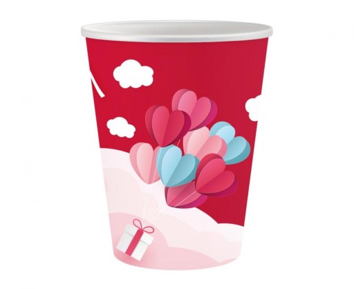 Valentínske papierové poháre lásky 250 ml 6 ks.