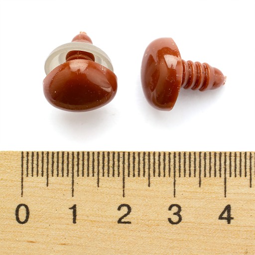 Nosy bezpečné pre hračky, plastové, trojuholníkové, hnedé, 12 x 15 mm, 50 kusov