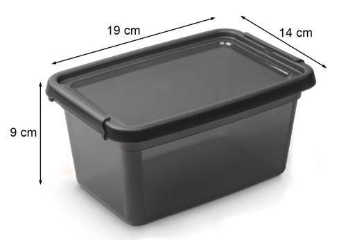 Čierna plastová nádoba s vrchnákom, 1,5 l
