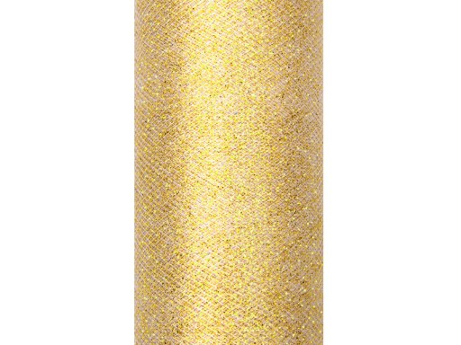 Trblietavý ozdobný tyl - zlatý, 15 cm x 9 m