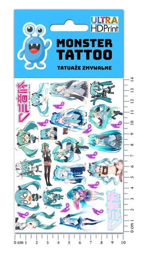 UMÝVAJÚCE DOČASNÉ TETOVANIE PRE DETI HATSUNE MIKU ORIGINÁLNE DIZAJNY