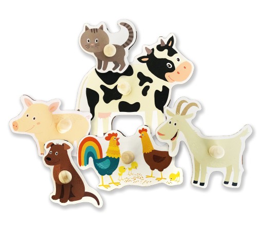 SMILY PLAY Drevené puzzle Montessori farmárske drevené puzzle