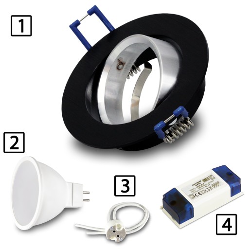 Halogénové svietidlo ROUND CAST ALU BLACK pre LED