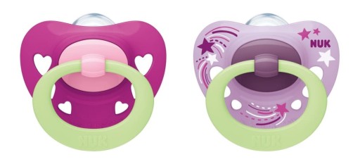 NUK SIGNATURE NIGHT SILIKÓNOVÝ cumlík 0-6M GIRL 2 BAL