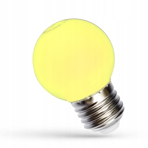 LED dekoračná guľová žiarovka E27 230V 1W žltá PVC