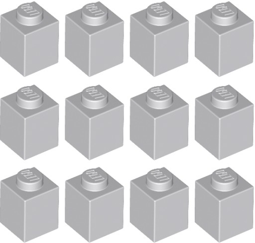 LEGO Brick Brick 1x1 svetlosivá 4211389 3005 - 12ks