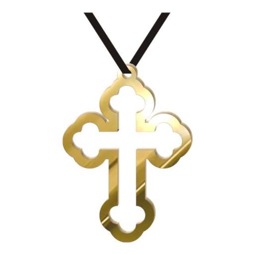 Prívesok náhrdelník CROSS zlatá zrkadlová GOTICKÁ stuha