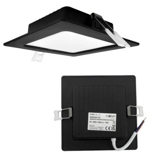 Plafon LED stropné svietidlo pod omietku Square Black 6W 12x12cm