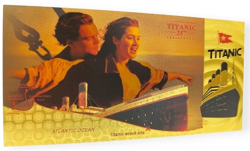 TITANIC Krásna pozlátená bankovka zberateľský darček MENY NA NARODENIA