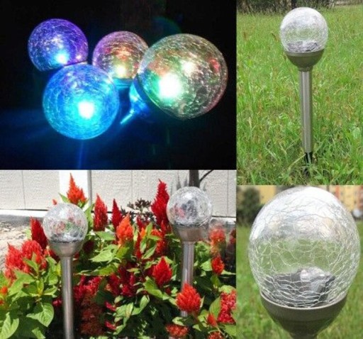 Záhradné svietidlo SOLAR BALL sklo 8cm LED COLD + RGB