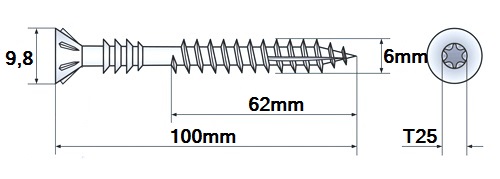 NASTAVOVACIE DIŠTANČNÉ SKRUTKY 6x100mm TORX 10 ks