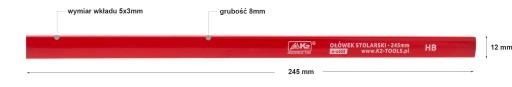 Stolárska ceruzková stavebná tvrdosť fixky HB veľká K2 245 mm