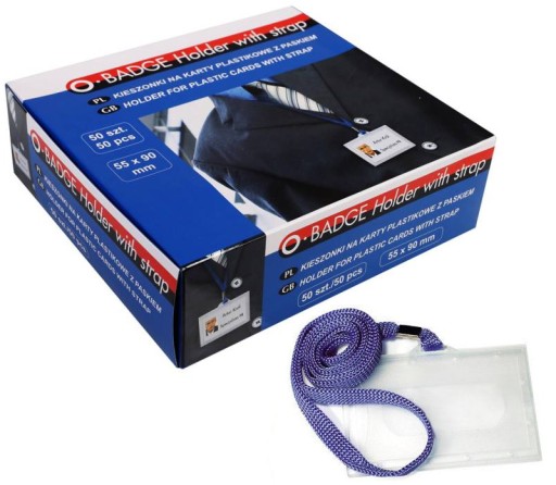 ID držiak s lanyard páskou 90x56 mm modrý