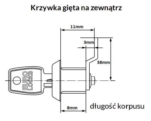 EURO ZÁMKY VAČKOVÝ ZÁMOK PRE KANCELÁRSKY SKRÍNOVÝ NÁBYTOK 0202 / DĹŽKA ZÁVIT 8mm