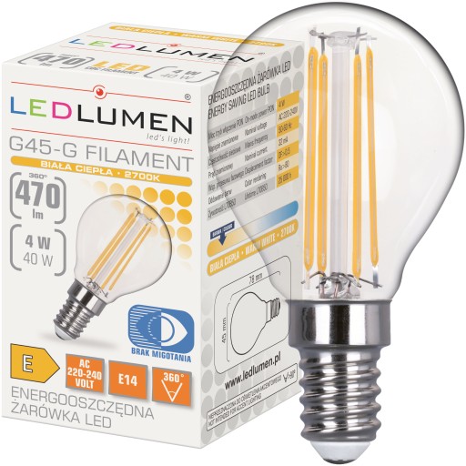 E14 LED žiarovka GUĽA 4W=40W Vlákno 470lm 360° Dekoratívne Bez blikania