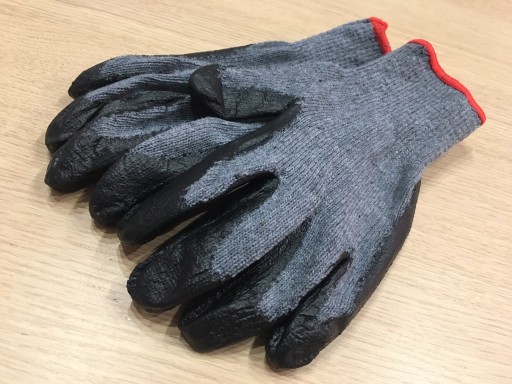HRUBÉ PRACOVNÉ RUKAVICE BAVLNENÉ + LATEX R9 12 párov