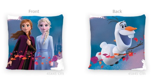 Zamatová obliečka na vankúš 40x40 Frozen Anna Elza Olaf, obojstranná