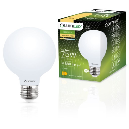 LED žiarovka E27 G95 8W 75W Globe Milky LUMILED