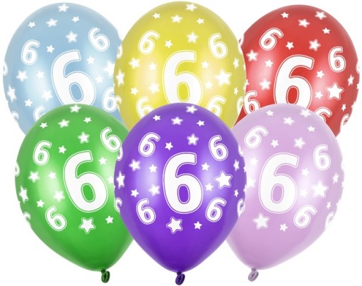Latexové balóny Farebný MIX k 6. narodeninám Číslo SIX Šesť 5 ks.
