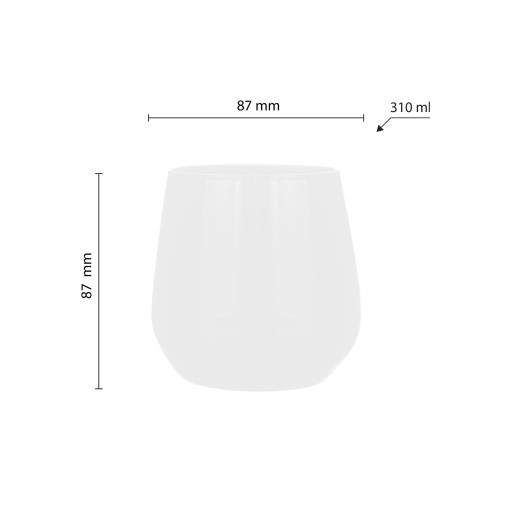 SKLO 310 ml, LESKLÝ BIELY, NA VODU, ŠŤAVU