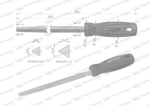 RM Trojuholníkový pilník 200 mm Waryński